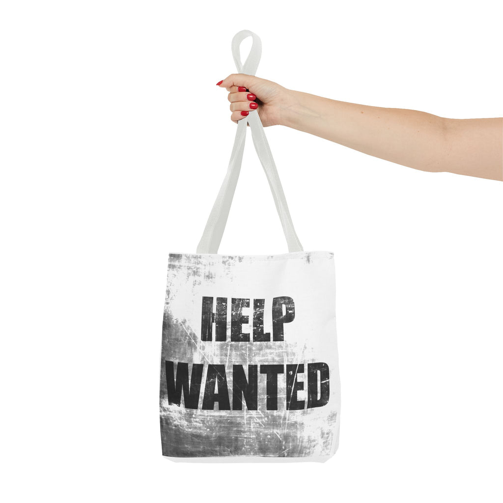Help Wanted Tote Bag | Distressed Text, Vintage Job Sign Canvas Tote