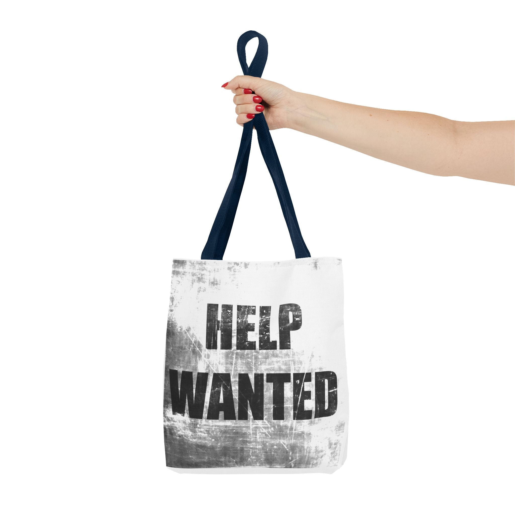 Help Wanted Tote Bag | Distressed Text, Vintage Job Sign Canvas Tote