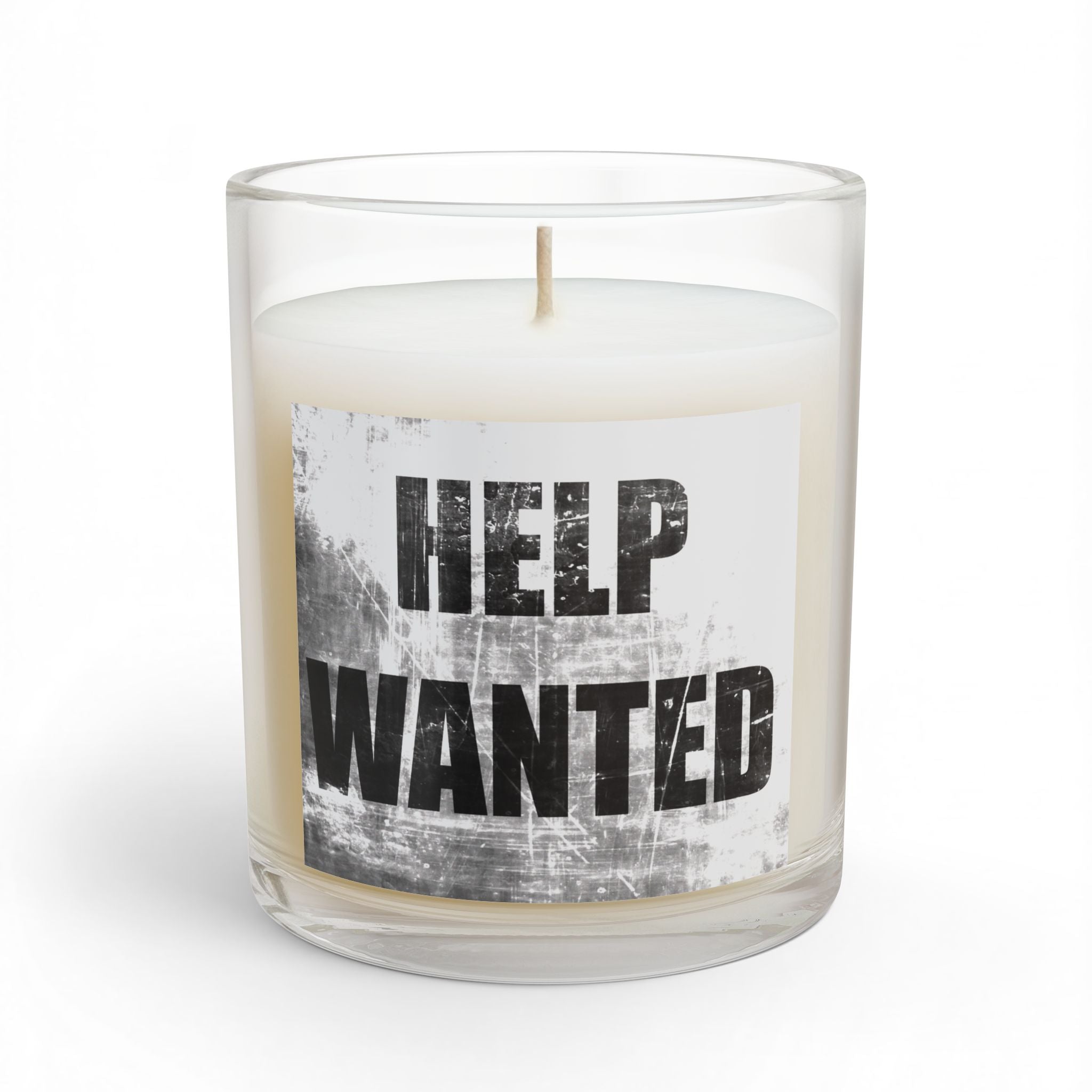 Help Wanted Glass Candle | 11oz distressed sign candle