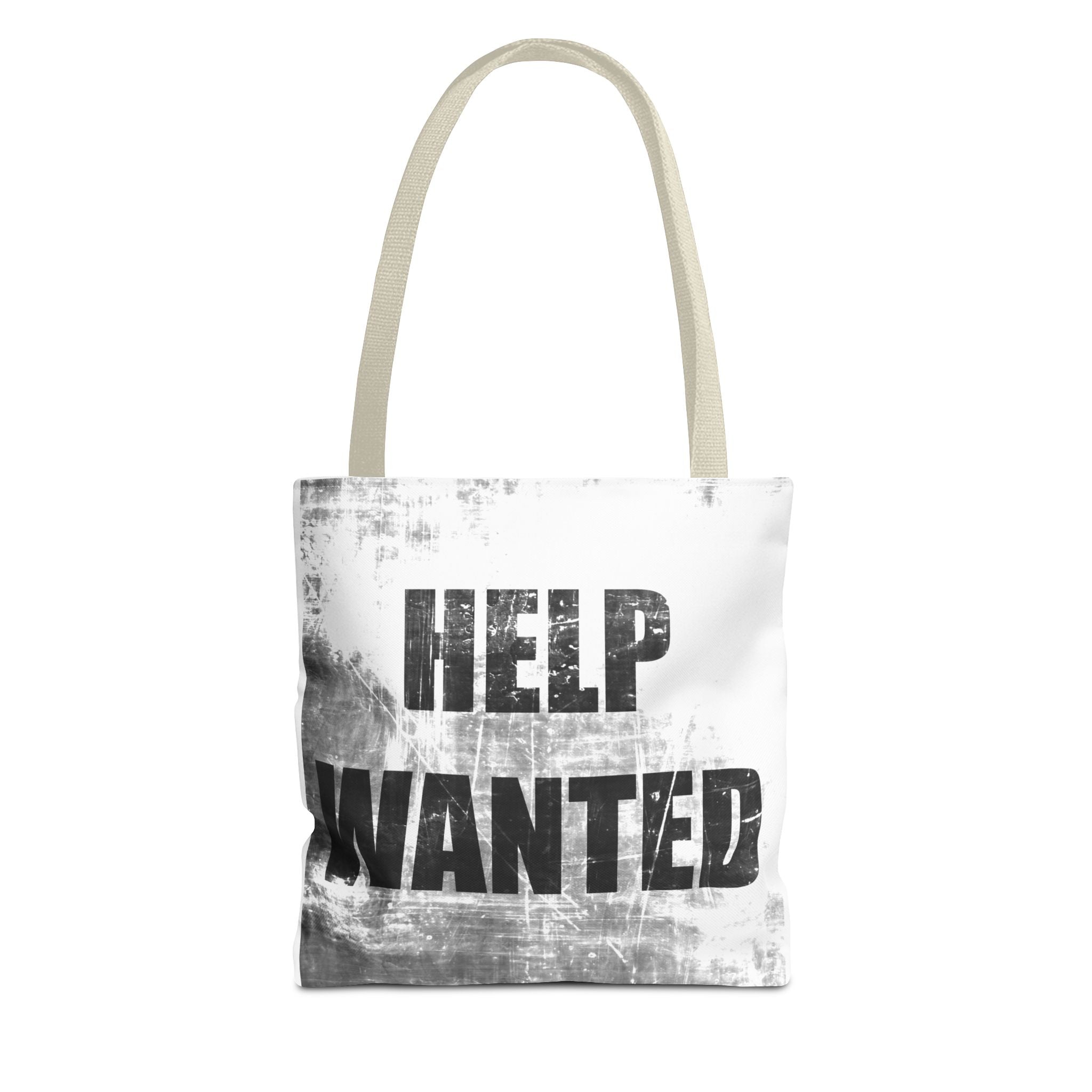 Help Wanted Tote Bag | Distressed Text, Vintage Job Sign Canvas Tote