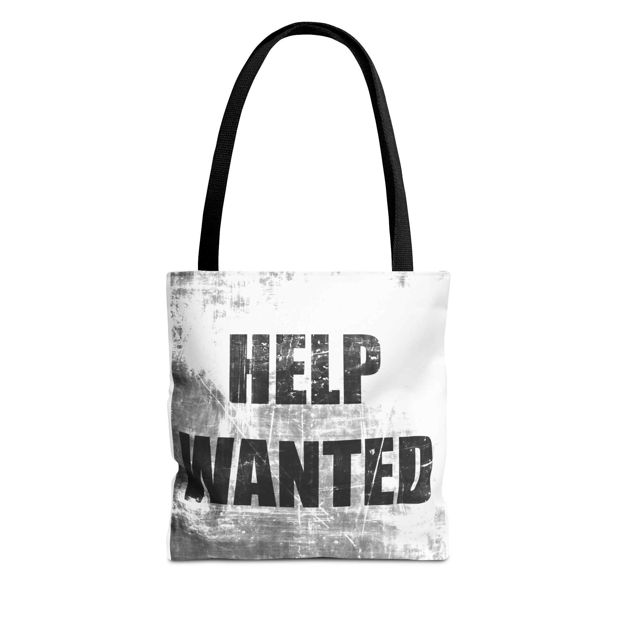 Help Wanted Tote Bag | Distressed Text, Vintage Job Sign Canvas Tote