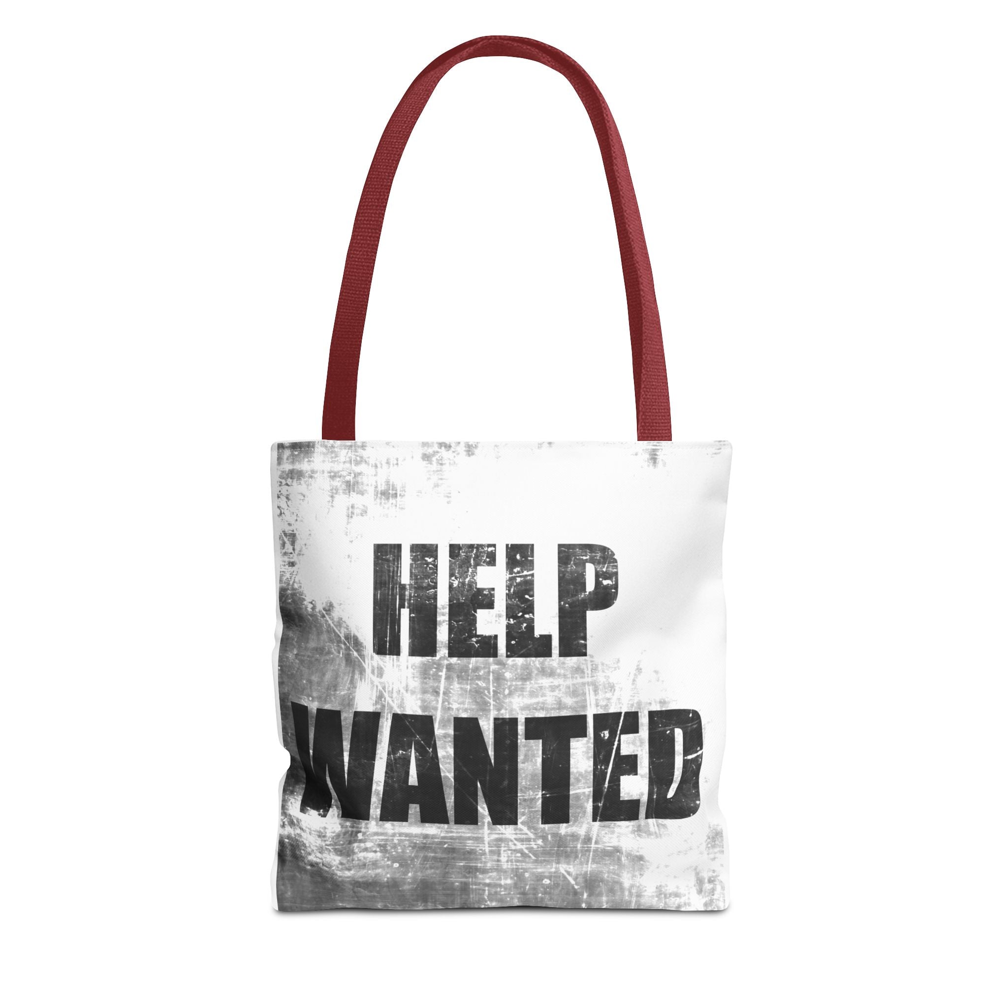 Help Wanted Tote Bag | Distressed Text, Vintage Job Sign Canvas Tote