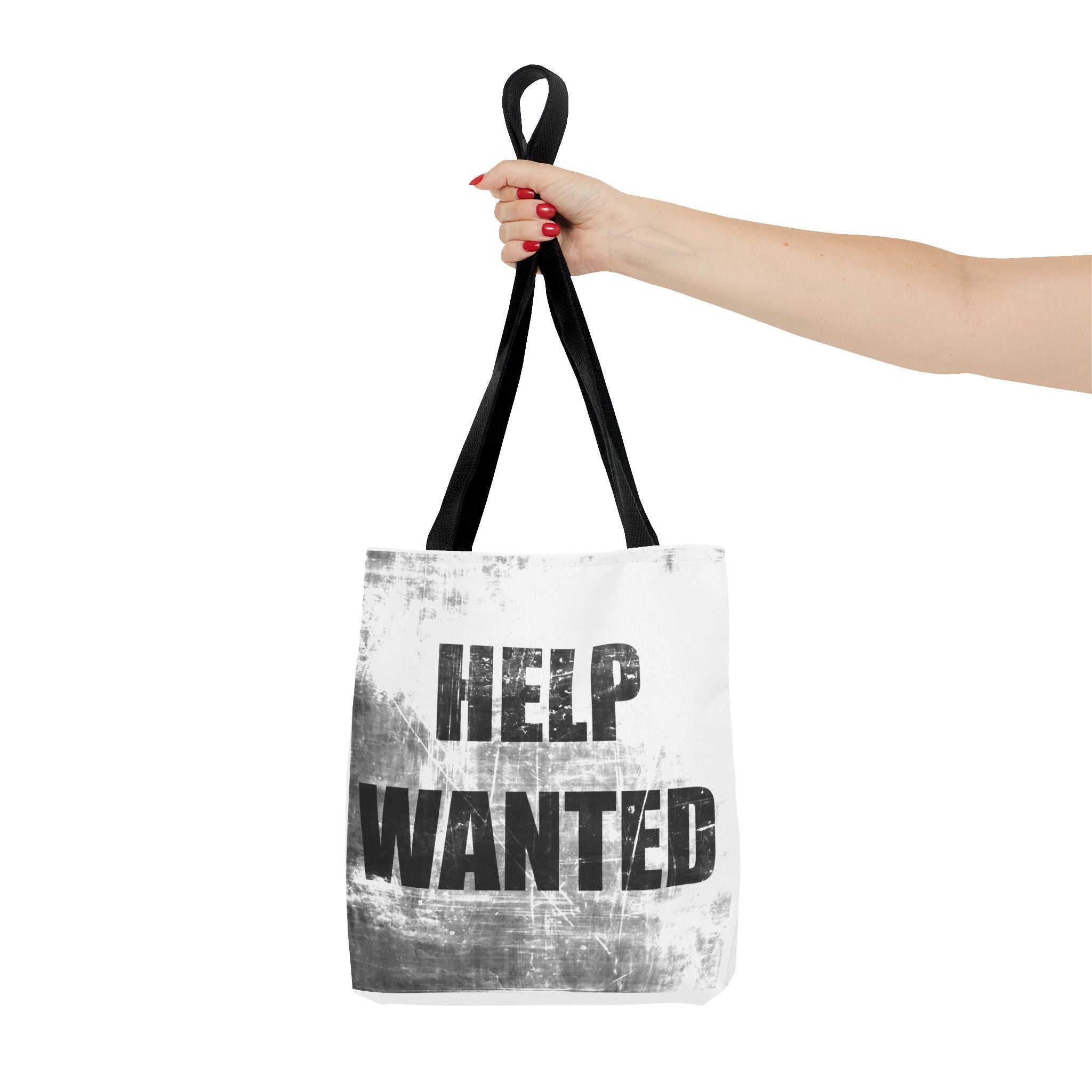 Help Wanted Tote Bag | Distressed Text, Vintage Job Sign Canvas Tote