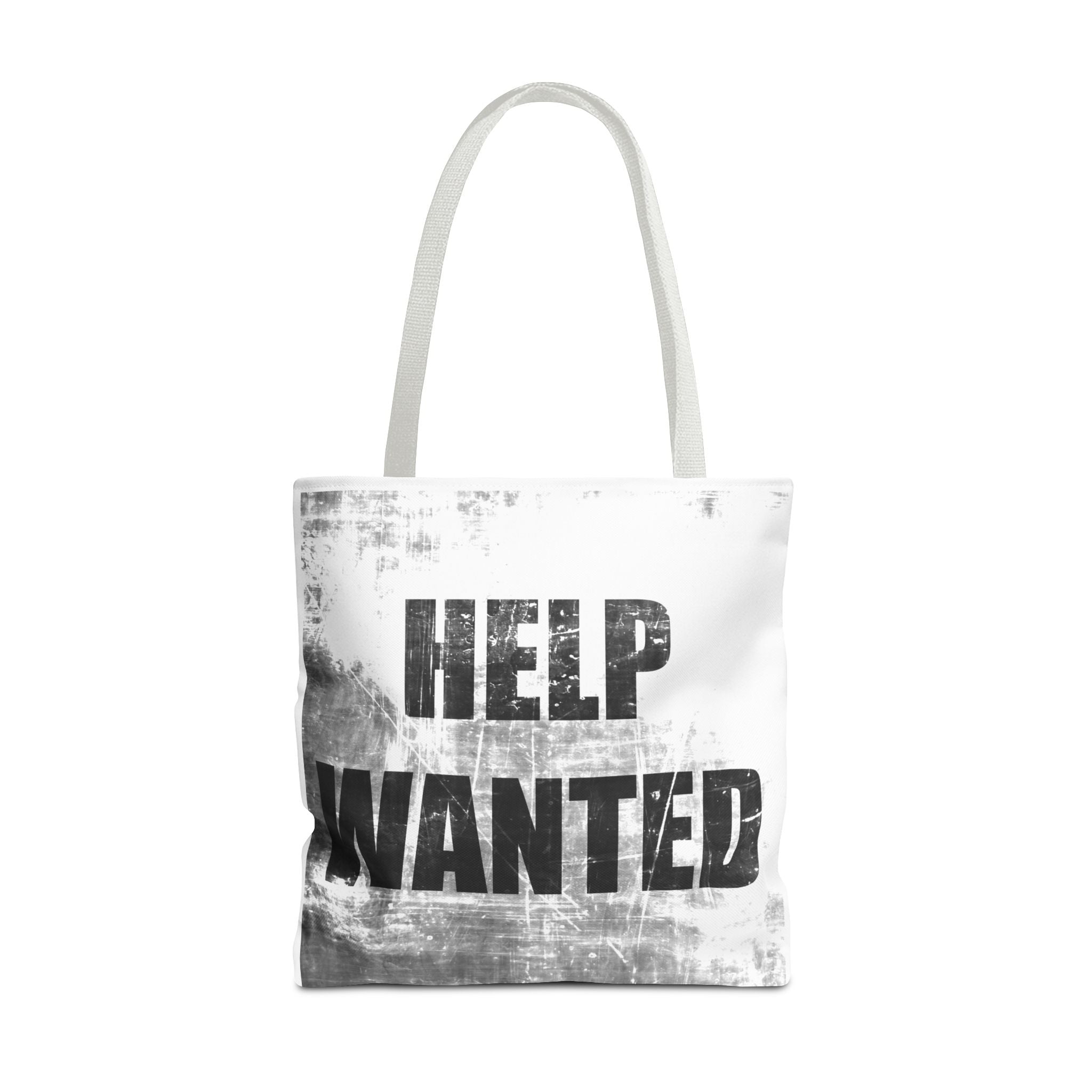 Help Wanted Tote Bag | Distressed Text, Vintage Job Sign Canvas Tote