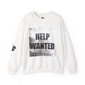 Clara Heart Help Wanted Letter sweatshirt | Back Script with Clover Sleeve