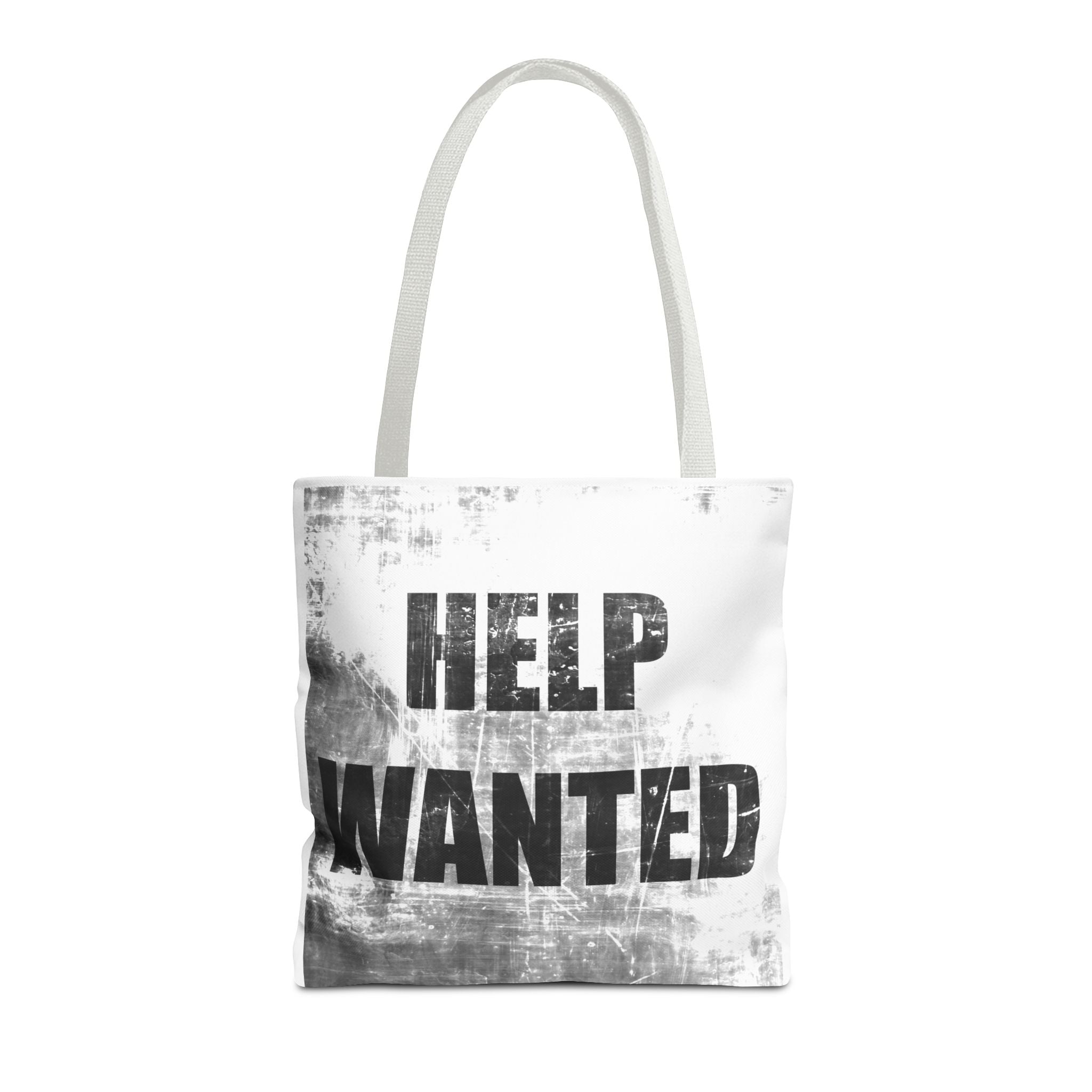 Help Wanted Tote Bag | Distressed Text, Vintage Job Sign Canvas Tote